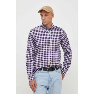 Paul&Shark camasa din bumbac barbati, culoarea albastru marin, cu guler button-down, regular