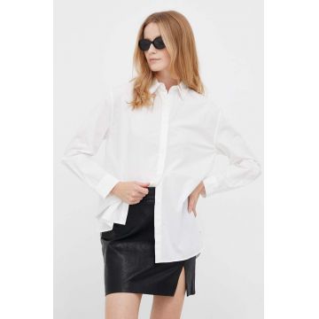 Pepe Jeans camasa din bumbac FALANA femei, culoarea alb, cu guler clasic, relaxed