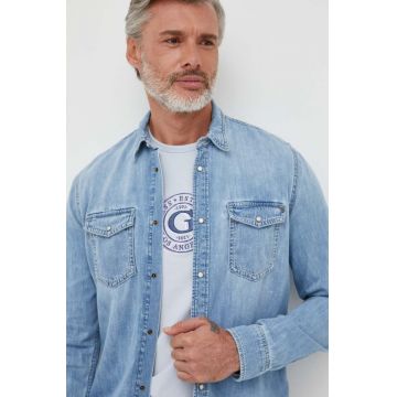 Pepe Jeans camasa jeans Hammond barbati, cu guler clasic, regular