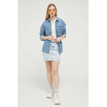 Tommy Jeans camasa jeans femei, cu guler clasic, relaxed