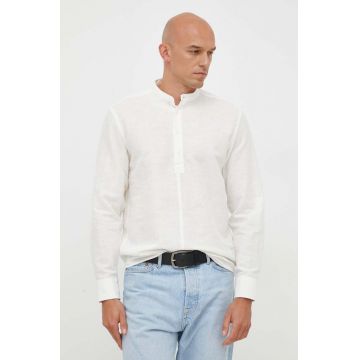 United Colors of Benetton camasa de in culoarea alb, cu guler stand-up, relaxed
