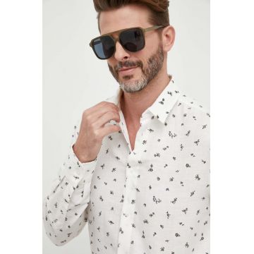 United Colors of Benetton camasa de in culoarea bej, cu guler clasic, regular