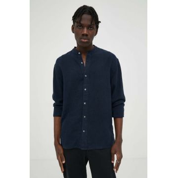 Abercrombie & Fitch camasa de in culoarea albastru marin, cu guler stand-up, regular