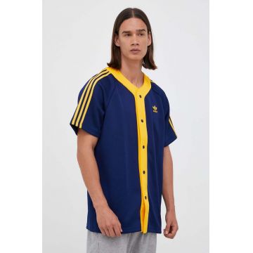 adidas Originals camasa culoarea albastru marin, relaxed