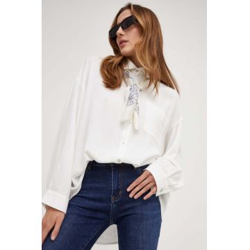 Answear Lab camasa de in culoarea alb, cu guler clasic, relaxed