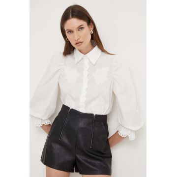 Answear Lab camasa din bumbac femei, culoarea alb, cu guler clasic, regular