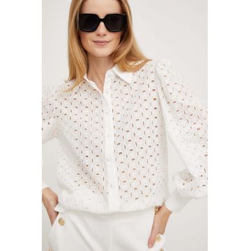 Answear Lab camasa din bumbac femei, culoarea alb, cu guler clasic, regular