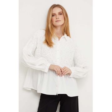 Answear Lab camasa din bumbac femei, culoarea alb, cu guler clasic, relaxed