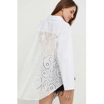 Answear Lab camasa din bumbac femei, culoarea alb, cu guler clasic, relaxed