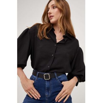Answear Lab camasa X limited collection NO SHAME femei, culoarea negru, cu guler clasic, relaxed