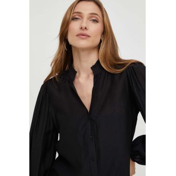 Answear Lab camasa femei, culoarea negru, cu guler stand-up, regular