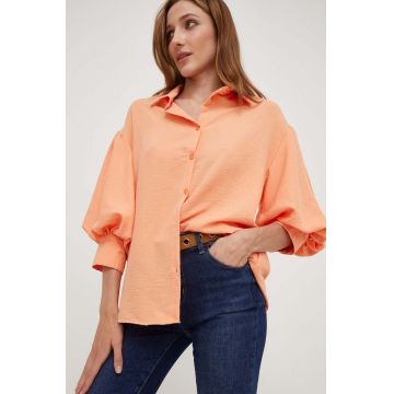 Answear Lab camasa femei, culoarea portocaliu, cu guler clasic, relaxed