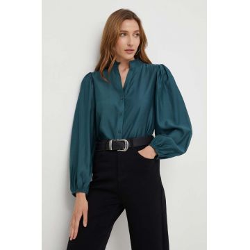 Answear Lab camasa femei, culoarea verde, cu guler stand-up, regular