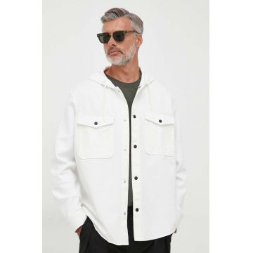 Armani Exchange camasa barbati, culoarea bej, relaxed