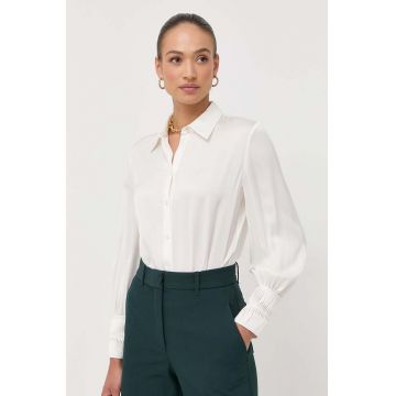 BOSS camasa de matase culoarea bej, cu guler clasic, regular