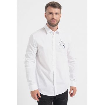 Camasa de bumbac cu logo pe piept