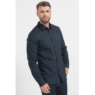 Camasa de bumbac cu logo pe piept