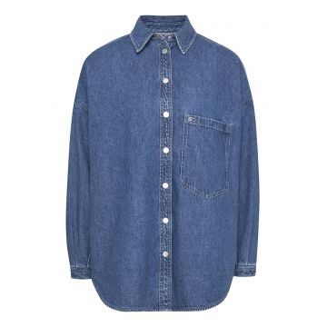 Camasa din denim cu buzunar pe piept