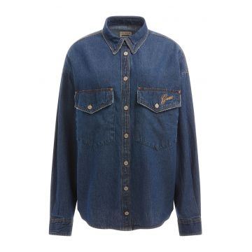 Camasa din denim cu buzunare pe piept