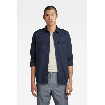 Camasa slim fit cu buzunare pe piept Marine