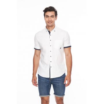 Camasa slim fit cu maneci scurte - Alb