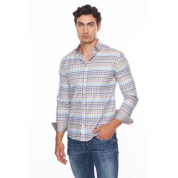 Camasa slim fit de bumbac cu model gingham