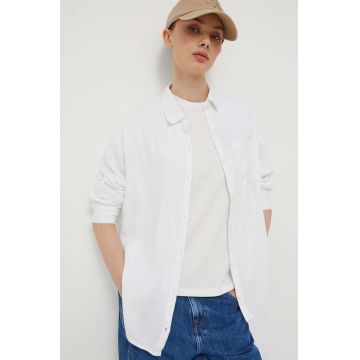 Hollister Co. camasa din amestec de in culoarea alb, cu guler clasic, relaxed