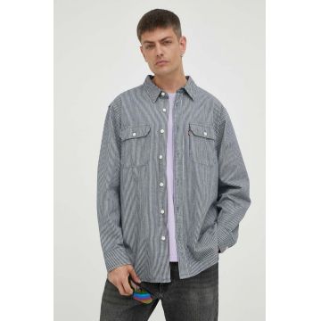 Levi's camasa din bumbac barbati, culoarea albastru marin, cu guler clasic, relaxed