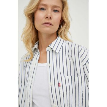 Levi's camasa din bumbac femei, culoarea alb, cu guler clasic, relaxed