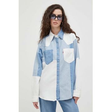 Levi's camasa jeans femei, cu guler clasic, relaxed