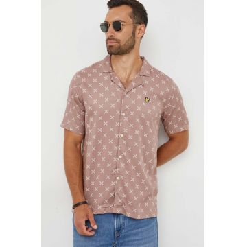 Lyle & Scott camasa barbati, culoarea roz, regular