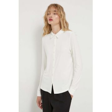 Marc O'Polo camasa femei, culoarea bej, cu guler clasic, regular
