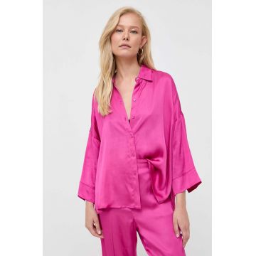 MAX&Co. camasa femei, culoarea roz, cu guler clasic, relaxed