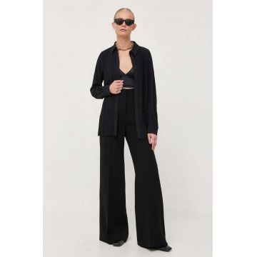 Max Mara Leisure camasa femei, culoarea negru, cu guler clasic, regular