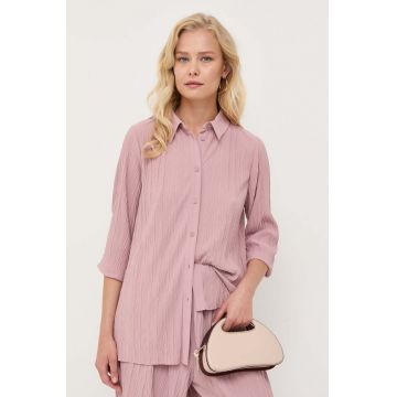 Max Mara Leisure camasa femei, culoarea roz, cu guler clasic, regular