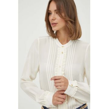 MICHAEL Michael Kors camasa din amestec de matase culoarea bej, regular