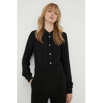 MICHAEL Michael Kors camasa din amestec de matase culoarea negru, regular