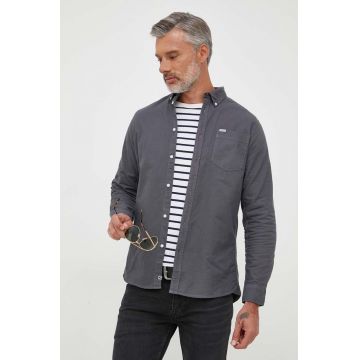 Pepe Jeans camasa din bumbac barbati, culoarea gri, cu guler button-down, regular