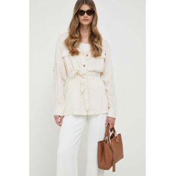 Pepe Jeans camasa Eliza femei, culoarea bej, cu guler clasic, regular