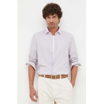 Sisley camasa din bumbac barbati, culoarea violet, cu guler clasic, regular