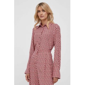 Sisley camasa femei, culoarea roz, cu guler clasic, regular