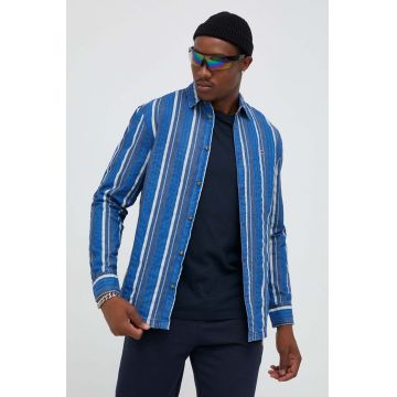 Tommy Jeans camasa jeans barbati, cu guler clasic, relaxed
