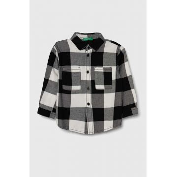United Colors of Benetton camasa de bumbac pentru copii culoarea negru