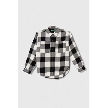 United Colors of Benetton camasa de bumbac pentru copii culoarea negru