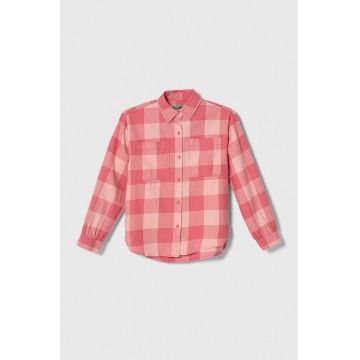 United Colors of Benetton camasa de bumbac pentru copii culoarea roz