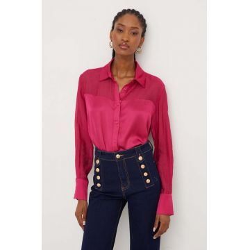 Answear Lab camasa femei, culoarea roz, cu guler clasic, relaxed