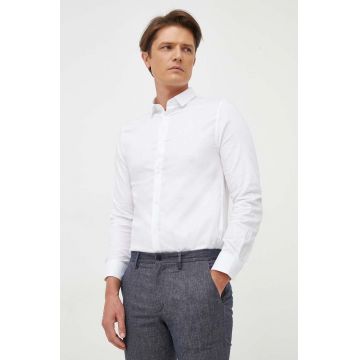 Armani Exchange camasa din bumbac barbati, culoarea alb, cu guler clasic, slim