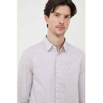 Armani Exchange camasa din bumbac barbati, culoarea gri, cu guler clasic, slim