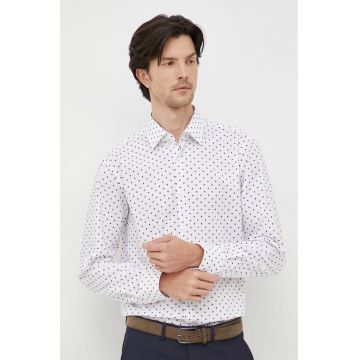 BOSS camasa barbati, culoarea alb, cu guler clasic, regular