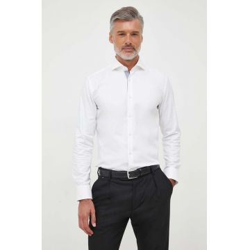 BOSS camasa barbati, culoarea alb, cu guler italian, slim